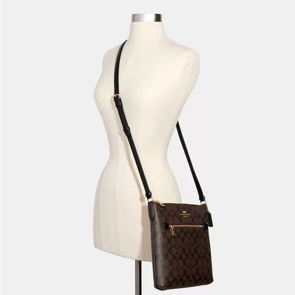 Coach Handbags - COACH: NWT Rowan File Bag in Black/Brown Signature Print